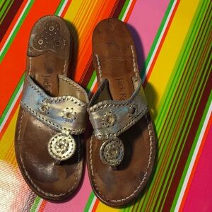 Gold Jack Roger’s Navajo flat sandals